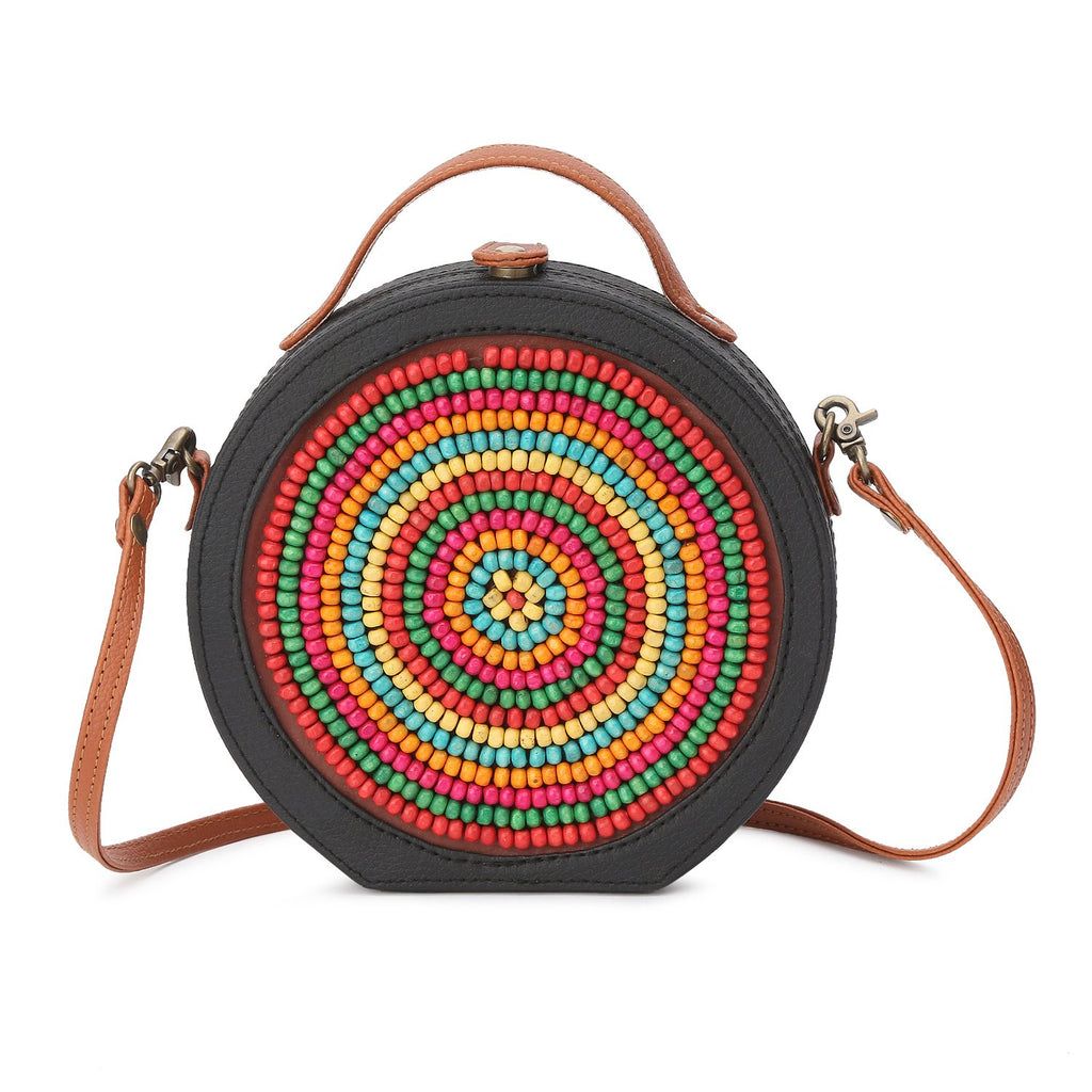 WOODEN ROUND SLING BAG