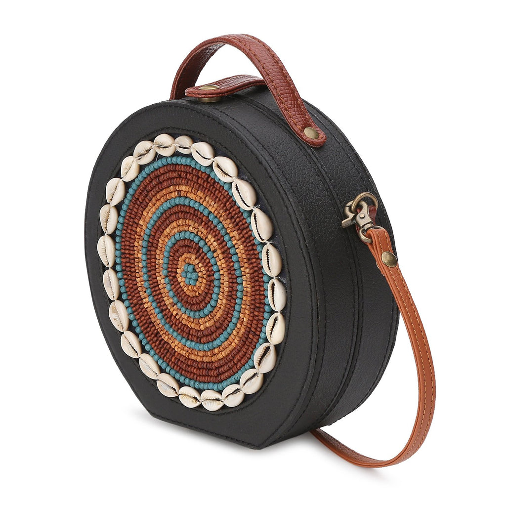 Embroidered Sepia  Bead Sling Bag ,sling bag, gonecasestore - gonecasestore