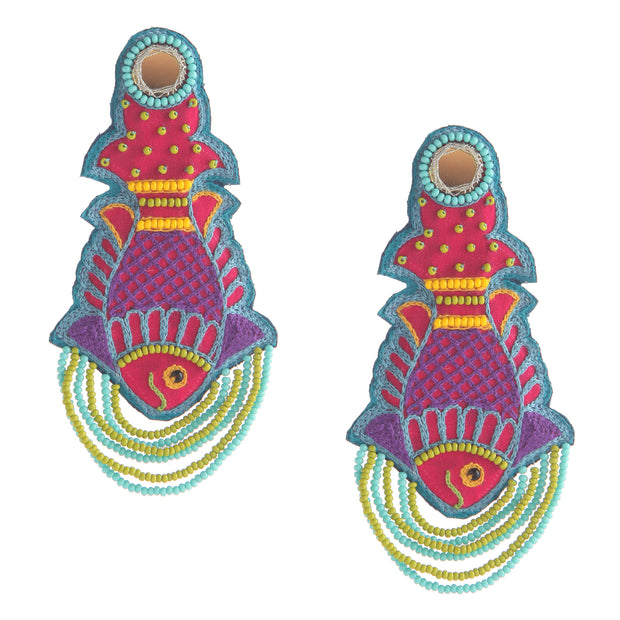 Fish Hand Embroidered Earring