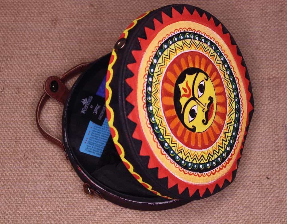 Madhubani Sun Handpainted Sling Bag ,sling bag, gonecasestore - gonecasestore