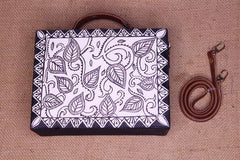 Madhubani Pattern Handpainted Sling Bag ,sling bag, gonecasestore - gonecasestore