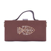 Image of Matsya tan women hand-embroidered wedding clutch bag