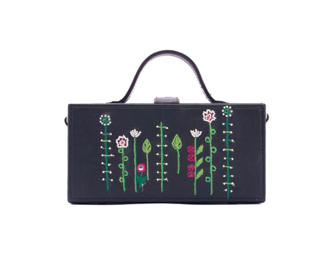 Baagecha hand embroidered vegan leather clutch bag for women