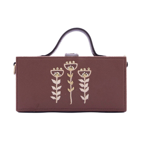 Tropical tan Wedding hand embroidered crossbody clutch bag for women