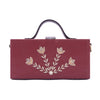 Image of Bloom cherry hand embroidered designer vegan leather clutch bag