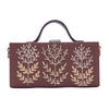 Image of Vanam tan hand embroidered wedding clutch bag for women