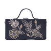 Image of Phool black crossbody hand embroidered clutch bag for women