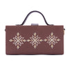 Image of Aztec tan hand embroidered designer clutch bag for women