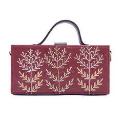 Vanam cherry hand embroidered crossbody clutch bag for women
