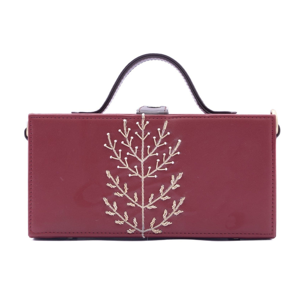 Tree of life cherry hand embroidered crossbody clutch bag for women