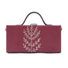 Image of Tree of life cherry hand embroidered crossbody clutch bag for women