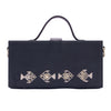 Image of Mayari black hand embroidered wedding clutch bag for women