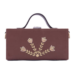 Bloom tan hand embroidered wedding clutch bag for women