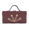 Image of Bloom tan hand embroidered wedding clutch bag for women