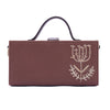 Image of Ollie tan hand embroidered crossbody clutch bag for women