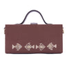 Image of Mayari tan hand embroidered wedding clutch bag for women