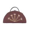 Image of bloom tan hand embroidered semi circle crossbody clutch bag