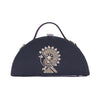Image of Birdie semi circle black hand embroidered clutch bag