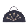 Image of Bloom black hand embroidered semi circle clutch bag for women