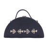 Image of Mayari black semi circle hand embroidered wedding clutch bag for women