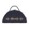 Image of Mayari black hand embroidered wedding semi circle crossbody clutch bag for women
