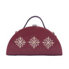 Image of Aztec cherry semi circle hand embroidered designer clutch bag for women