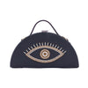 Image of Evil eye semi circle hand embroidered crossbody clutch bag