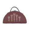 Image of Tropical tan semi circle wedding hand embroidered clutch bag for women