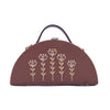 Image of Tropical tan semi circle wedding hand embroidered clutch bag for women