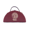 Image of Birdie cherry semi circle hand embroidered designer clutch bag for ladies