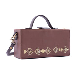 Mayari dabka tan hand embroidered crossbody clutch bag for women