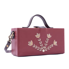 Bloom cherry hand embroidered designer vegan leather clutch bag