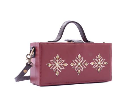 Aztec cherry hand embroidered designer clutch bag for women