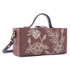 Image of Phool tan crossbody hand embroidered clutch bag for women
