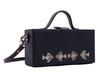 Image of Mayari black hand embroidered wedding clutch bag for women