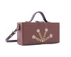 Image of Bloom tan hand embroidered wedding clutch bag for women