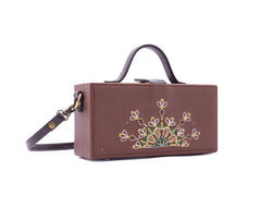 Mandala tan wedding hand embroidered crossbody clutch bag for women