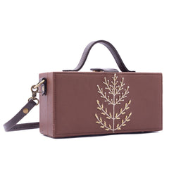 Tree of life tan hand embroidered Crossbody clutch bag for women