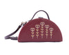 Image of Tropical cherry semi circle hand embroidered crossbody clutch bag