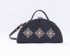 Image of Aztec black hand embroidered semi circle designer clutch bag