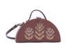 Image of Vanam tan semi circle hand embroidered crossbody clutch bag