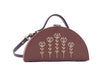 Image of Tropical tan semi circle wedding hand embroidered clutch bag for women