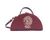 Image of Birdie cherry semi circle hand embroidered designer clutch bag for ladies