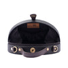 Image of Birdie semi circle black hand embroidered clutch bag