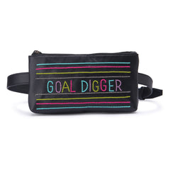 Goal digger Black Hand Embroidery Waist Belt Bag