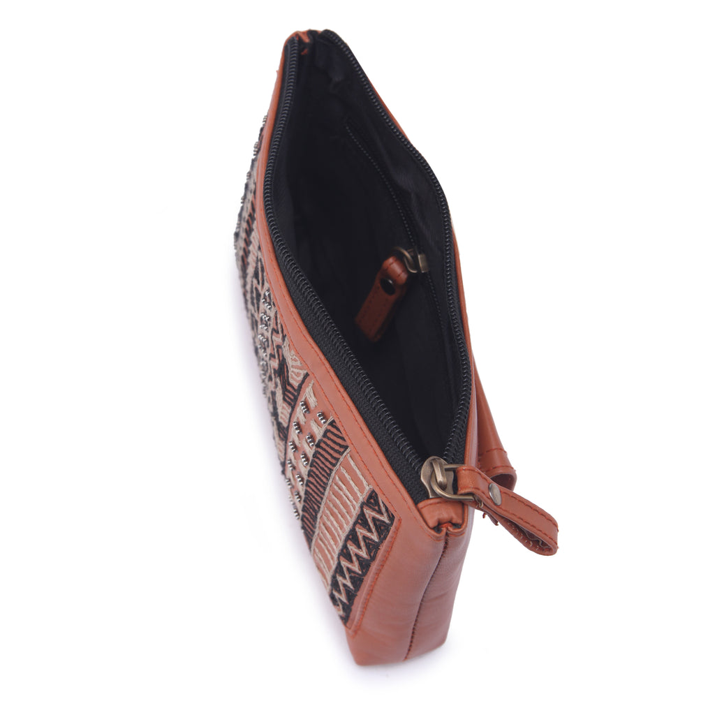 Order online Brown Dhaka Embroidered Belt Bag- gonecase.in