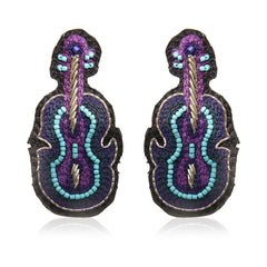 Sitar Blue Embroidered Earring