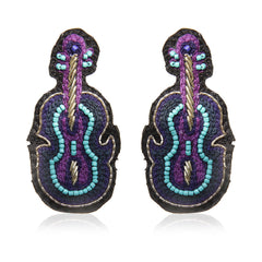 Sitar Blue Embroidered Earring