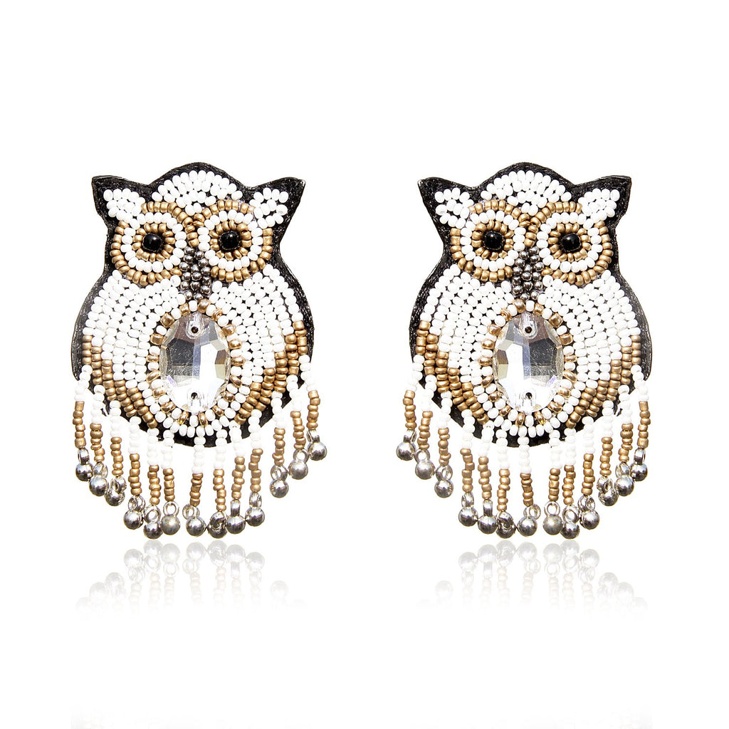 Owly Embroidered Earrings ,Earrings, gonecasestore - gonecasestore