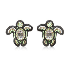Turtle Green Embroidered Earring
